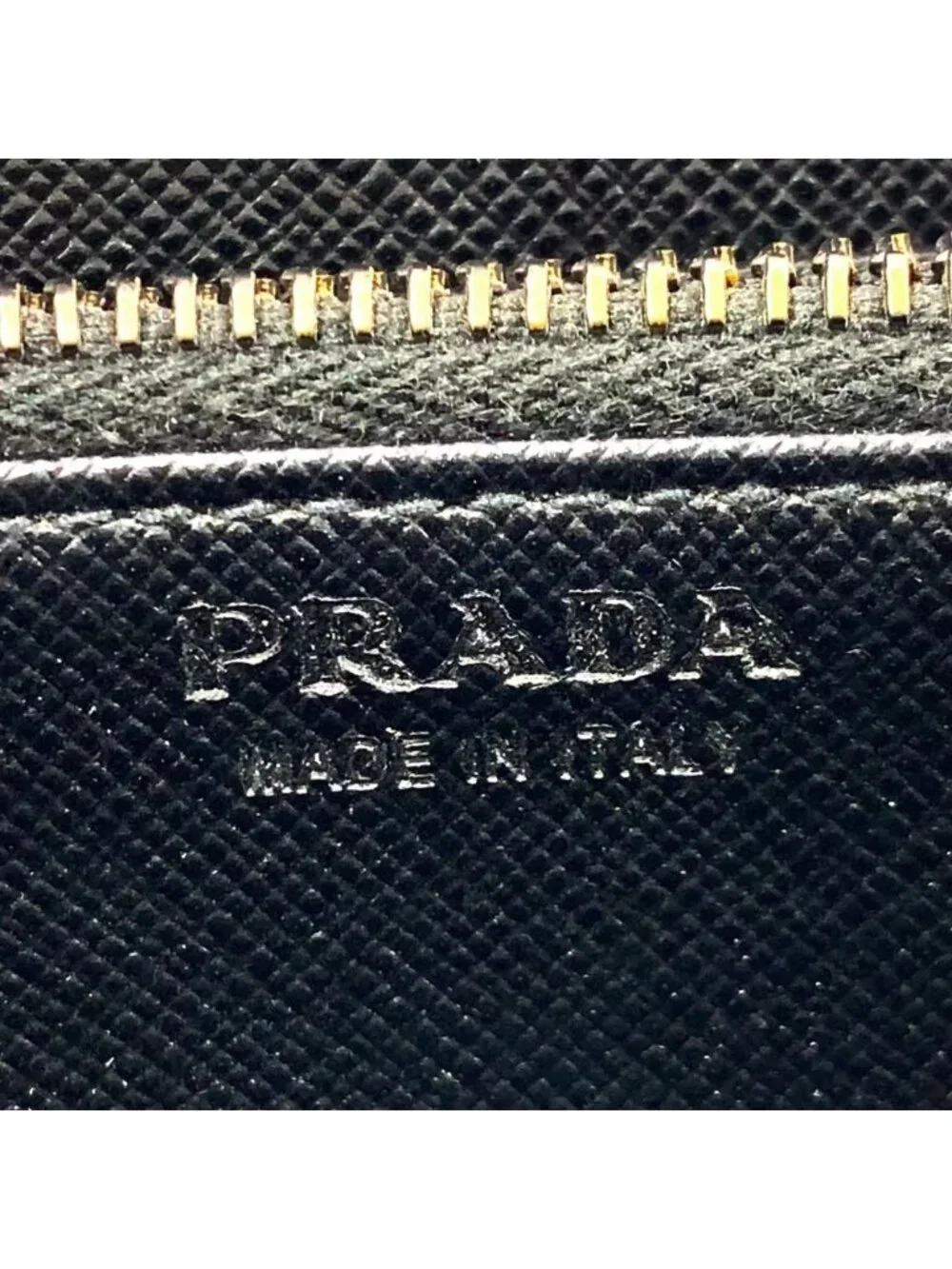 Prada Triangle Logo Zip Around Saffiano Leather Black Wallet